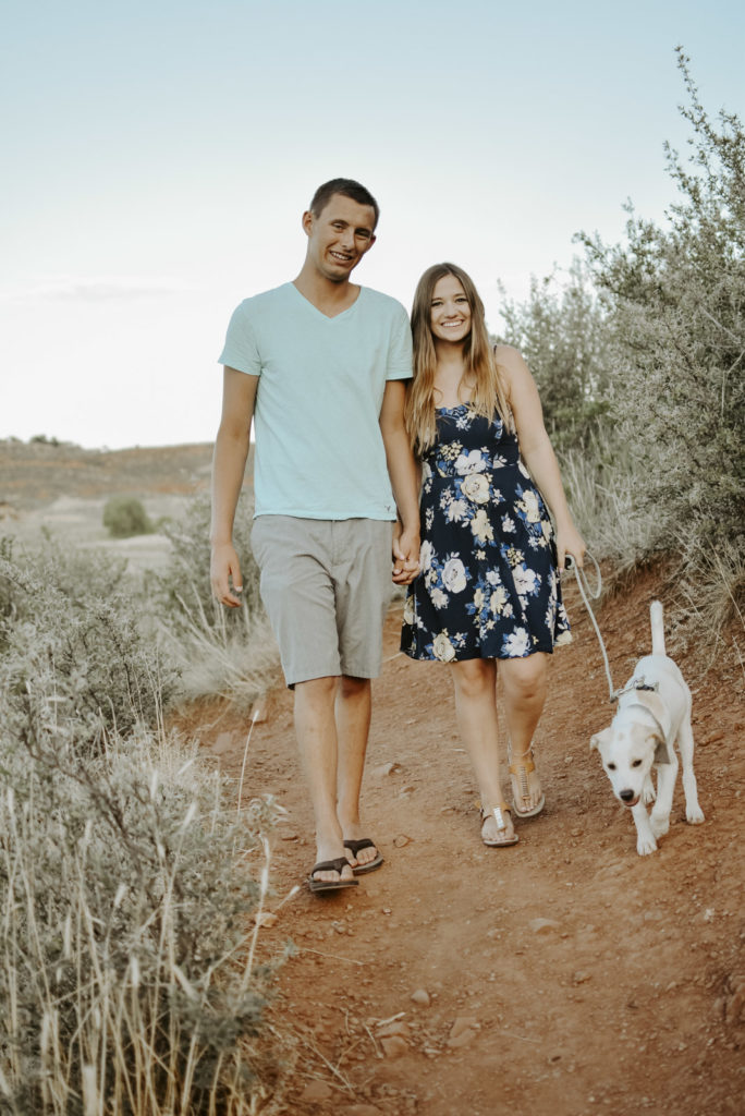 Devil's Backbone engagement photos with puppy