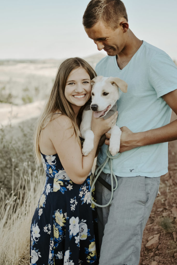 Puppy Love at Devil's Backbone during engagement photos