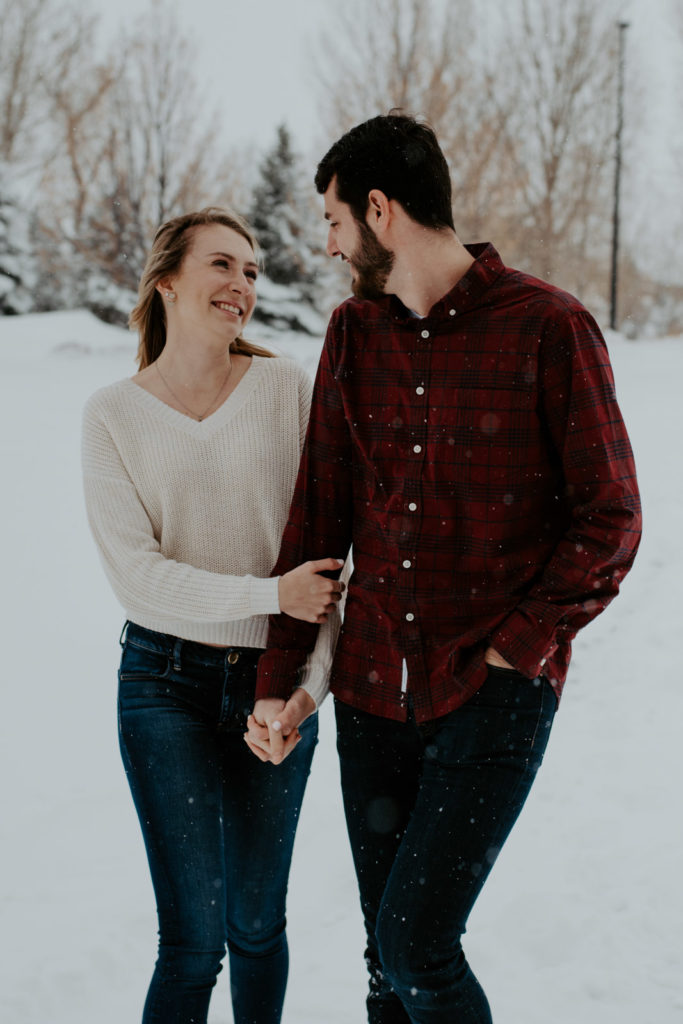 Smiling couple in Northern Colorado Engagement Session