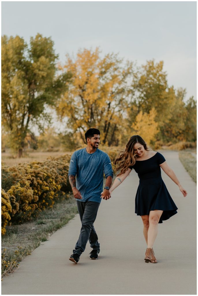 Engagement photos during fall in Fort Collins 