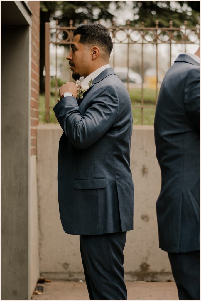 Groom gets ready for his wedding at Lionsgate Event Center