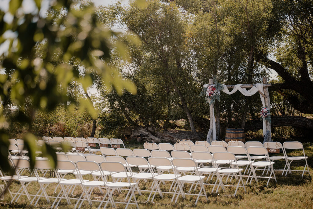 Outdoor ceremony site at Greeley wedding venue in Northern Colorado